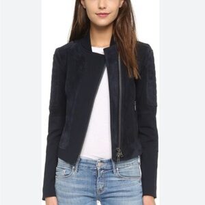 Theory Suede black moto jacket Sz M
